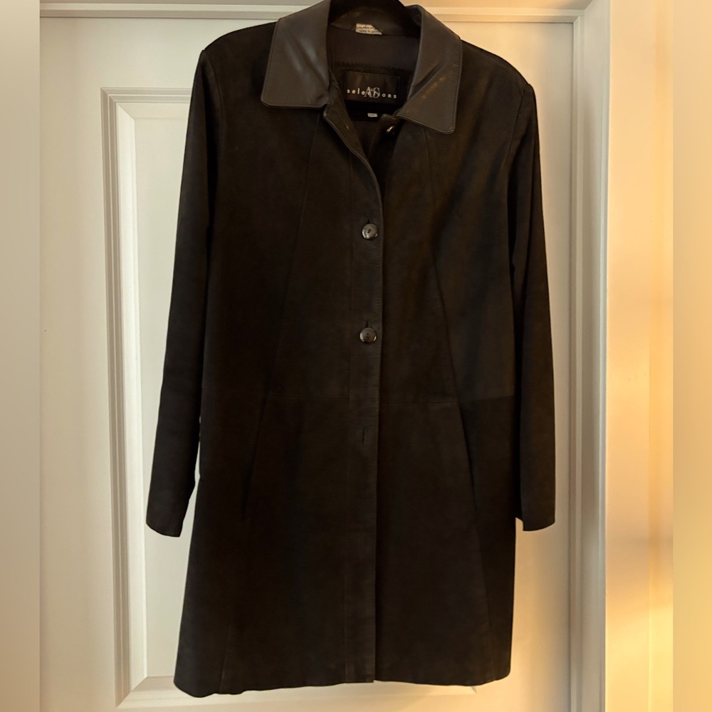 Women's Elegant Black Suede Coat